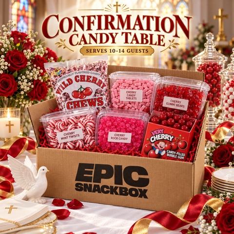 Confirmation Party Candy Table Bundle – Red & White Candy for 10-14 Guests