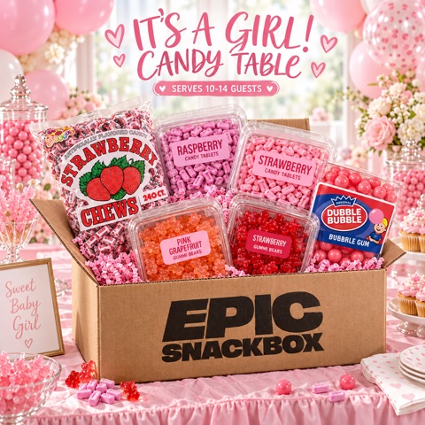 It's a Girl Baby Shower Candy Bundle – Pink Candy Table for 10-14 Guests